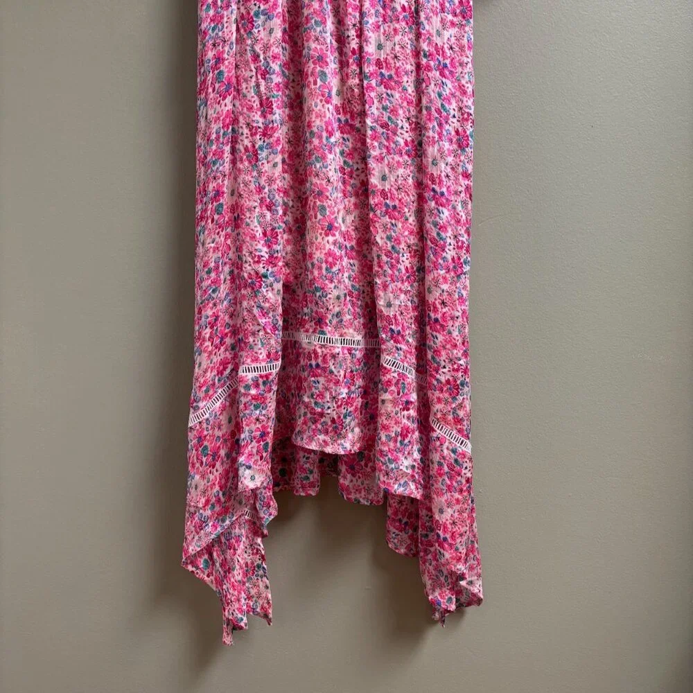 Melloday Floral Midi Dress Size L Fairy Festival Cottage‎ Prairie Asymmetric